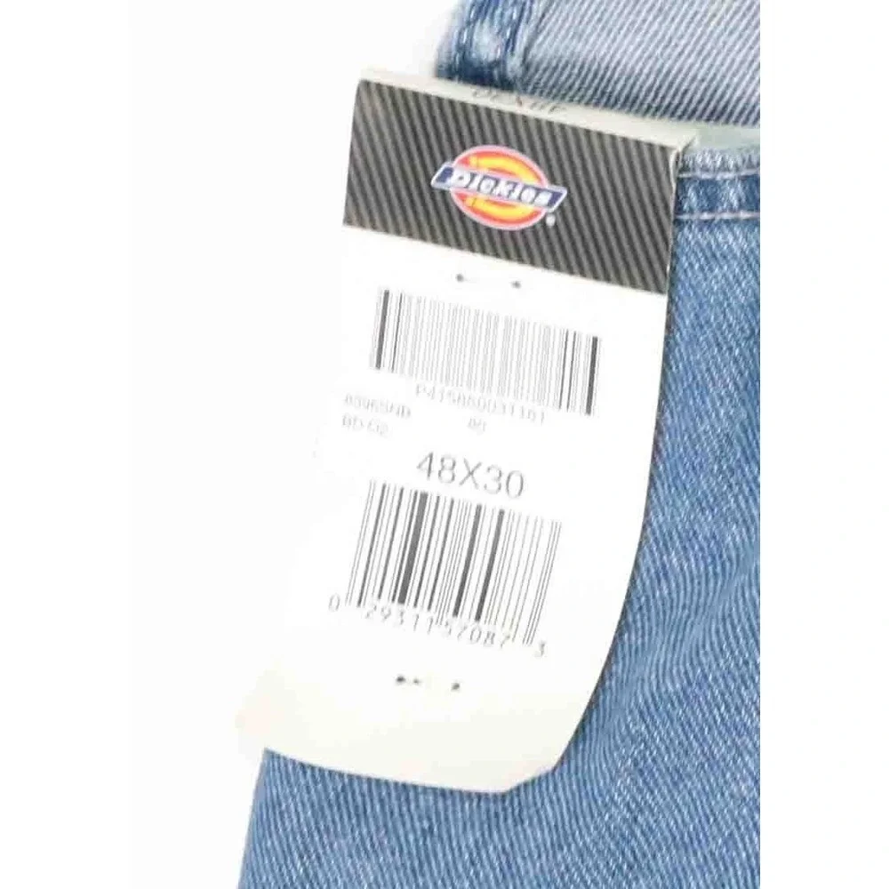 NWT Dickies Denim Bib Overalls Medium Wash Blue Cotton 8396SNB Mens Size 48 x 30